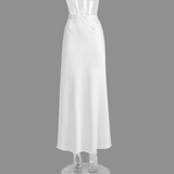 Andrina - Langer Rock aus Satin mit Fishtail-Schnitt – Weiß