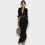 Verira – Elegantes Maxi-Wickelkleid – Schwarz