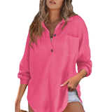 KATHRYN™ – Luftige V-Ausschnitt Knopf-Bluse – Rose