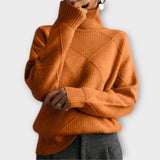 Elena | Warmer Pullover mit Rautenstruktur – Orange