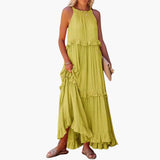 Maxikleid Stufen - Rüschenkleid für Damen, elegant & luftig – Gelb