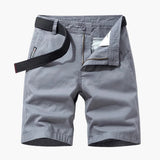 Herren-Cargo-Shorts aus Mischgewebe mit verstellbarem Gürtel und Taschen – Grau