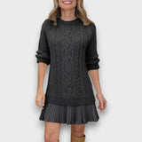Valentina – Strickkleid mit Tüllsaum – Schwarz