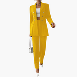 Zweiteiliger Anzug mit Damen - Blazer und geraden Hosen – Gelb