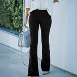 Damen Schlaghose | High Waist Weites Bein – Schwarz