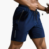 Herren-Trainingsshorts mit Reißverschlusstaschen und Kordelzug – Marineblau
