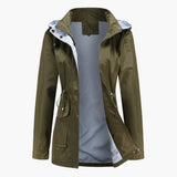 Langer Trenchcoat mit Kapuze für Damen – Grün