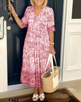 Evelyne | Elegantes Kleid mit Blumen – Rosa - Fast ausverkauft