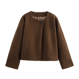 Amoura - Damen-Daunenjacke mit eckigem Kragen – Braun