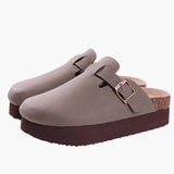 Geschlossene Clogs - Damen Komfort mit Riemen und Fußbett – Braun