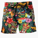 Bunte bedruckte Boardshorts für Männer - Sommerliche Strandmode – Braun