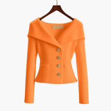Kenny – Gerippter Knopf-Cardigan – Orange
