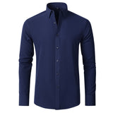 Benjamin | Classic Slim Fit Stretchable Langarm Business Hemd – Marineblau