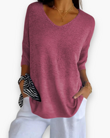 Damen Bequemes V-Ausschnitt Top | Vielseitig und Stilvoll – Rosa