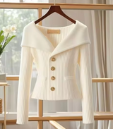 Haven – Gestrickte kurze Strickjacke – Weiß