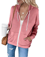 Azura - Leichter Kapuzenpullover mit Reißverschluss und Taschen – Rosa