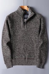 Bequemer herren-strickpullover mit reißverschluss – Dunkelgrau