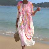 Alina – Fließendes Midi-Kleid – Hellrosa