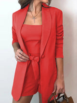 Juliana - 3er-Set: Weste, Anzugjacke, High-Waist-Shorts – Rot