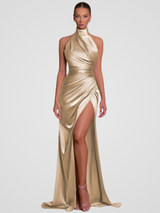 SATIN ROYALTY KLEID – Champagner