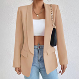 Damen-Blazer mit Langarmkonstruktion | sachliche Linienstruktur – Khaki