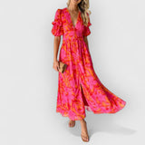 Rose | Weiches Premium-Maxikleid – Rot und Pink