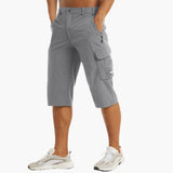 Herren Bermuda Cargo Shorts mit Taschen für Sommer Outdoor – Hellgrau