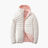 Damen Steppjacke mit Kapuze und Wendefunktion – Weiß/Rosa