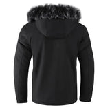 Jacken mit warmer kapuze und kuscheligem kunstfell für outdoor-abenteuer – Schwarz