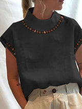 Nannie - Stilvolles Top mit Ausschnitt für Damen – Schwarz