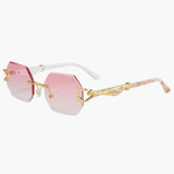 Damen Sonnenbrille mit UV400 Schutz und geometrischen Gläsern – Rosa
