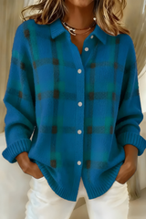 Anne | warme karierte Bluse – Blau