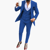 Herren Anzugset mit Weste und atmungsaktivem Blazer – Blau