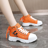 Damen High-Top Sneaker – Jeansblau mit Reißverschluss – Orange