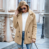 Teddy Damen Mantel Kurz | Elegant Lässig – Khaki