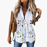 Sommer Top für Damen mit - Schmetterlingsdruck Leicht – Weiß