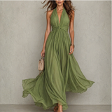 Olyra - Soft-Touch Maxi-Abendkleid – Grün