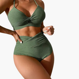 Bikini-Set - Damen Zweiteiler mit hoher Taille & Stil – Grün