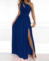 Jasmin - Stilvolles Maxikleid mit einem Träger für Damen – Blau