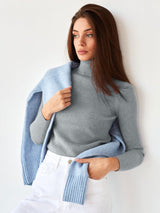 Klassischer Rollkragenpullover für Damen | Lässig – Grau