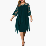 Leichtes Damen Abendkleid - mit ausgeschnittenen Ärmeln Midikleid – Grün