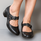 Els - Damen Orthopädische Ledersandalen mit Keilsohle – Schwarz