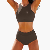 Sport-Bikini - Damen Bustier-Set für Schwimmen & Training – Braun