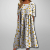 Gail – Florales Damen Maxikleid – Gelb