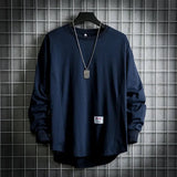 Leon | Herren Oversized Longsleeve Rundhals Langarm Basic – Marineblau