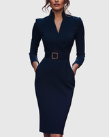 Meirav - Elegantes Midi Kleid – Blau