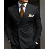 Zweireihiger Herren mit Sechs Knöpfen Hochzeitsgast Anzug | Elegant – Schwarz