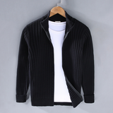 Herren Strickjacke Mit Reißverschluss | Geripptes Design Für Alltag – Schwarz