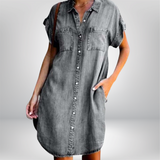 Carina - Entspanntes Denim-Kleid – Grau