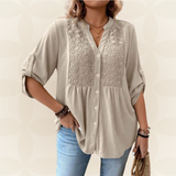 RENATE – Bluse Mit V Ausschnitt Und Knöpfen – Khaki